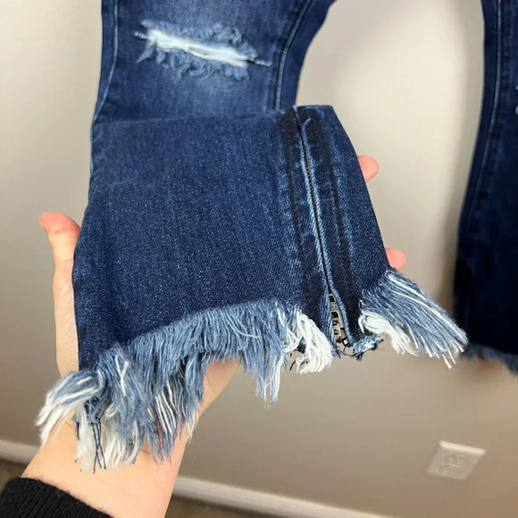 One Teaspoon Freebirds Jeans Size 26 High Rise Dark Wash Distressed Frayed Hem - Picture 9 of 13